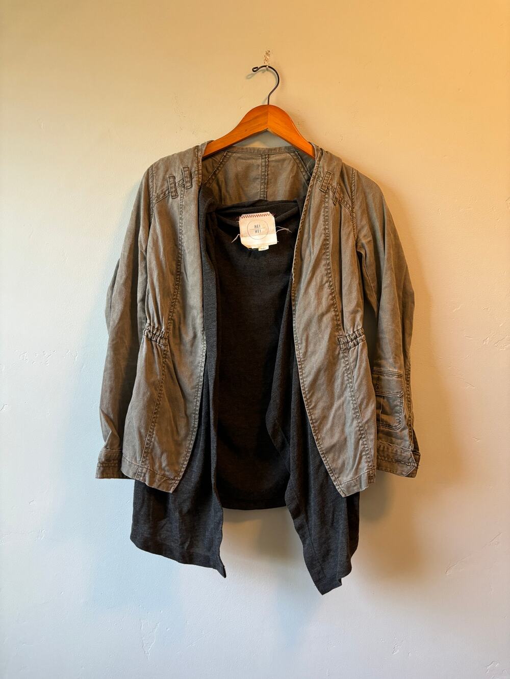 Anthro Hei Hei Women's Green Anoral Waterfall Military Jacket